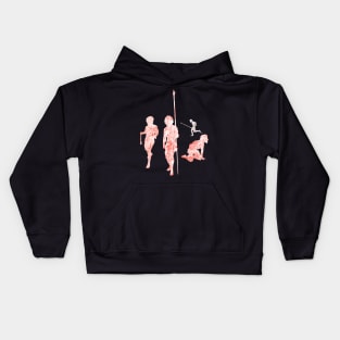 Tribal cavemen digital silhouettes Kids Hoodie